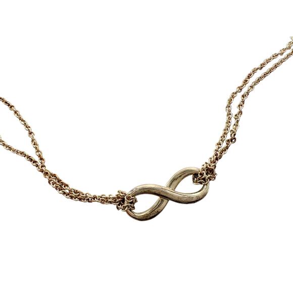 Tiffany & Co Infinity Double Chain Pendant and Necklace in Sterling 16" Chain - Picture 10 of 15